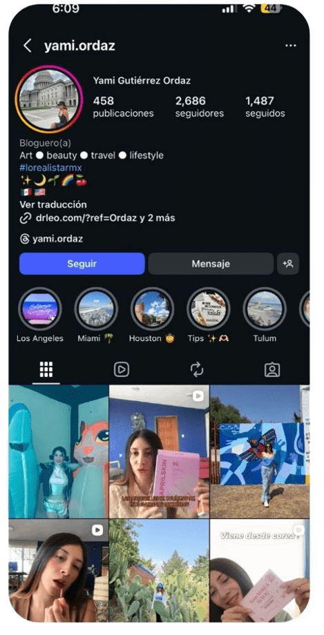 Redes Sociales de Yami Ordaz Mexicana | Talent UGC Creator | Actriz.