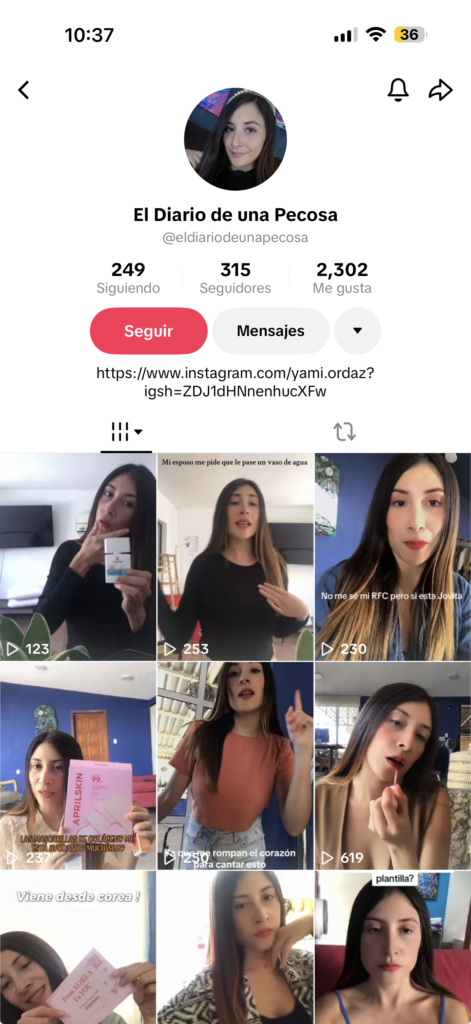 Redes sociales de Yami Ordaz Mexicana | Talent UGC Creator | Actriz.